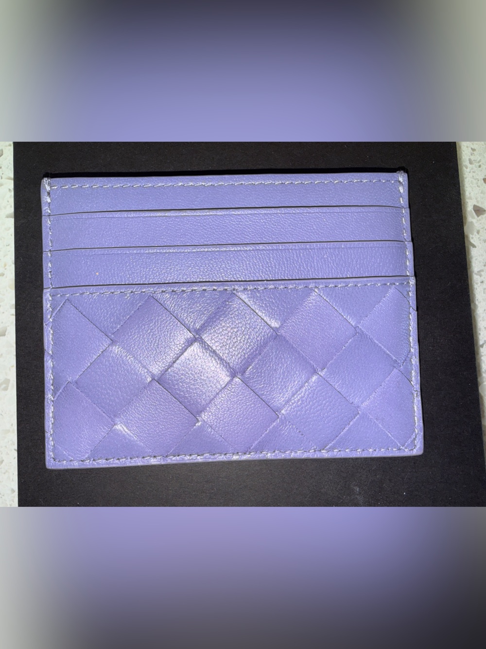 bottega veneta lavender leather woven card case